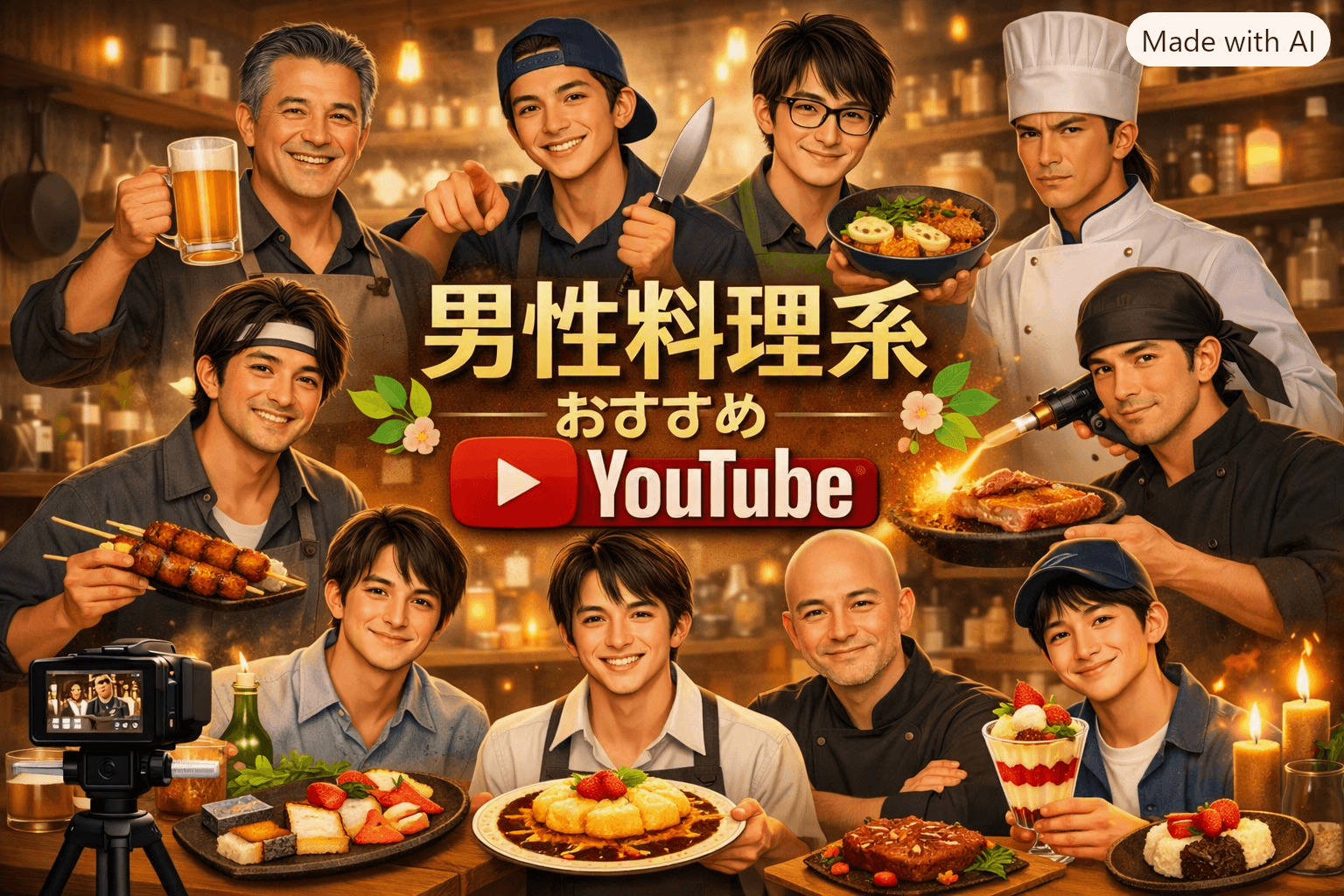 男性料理系YouTuberおすすめ10人！面白い、癒される、本格派な料理研究家たち
