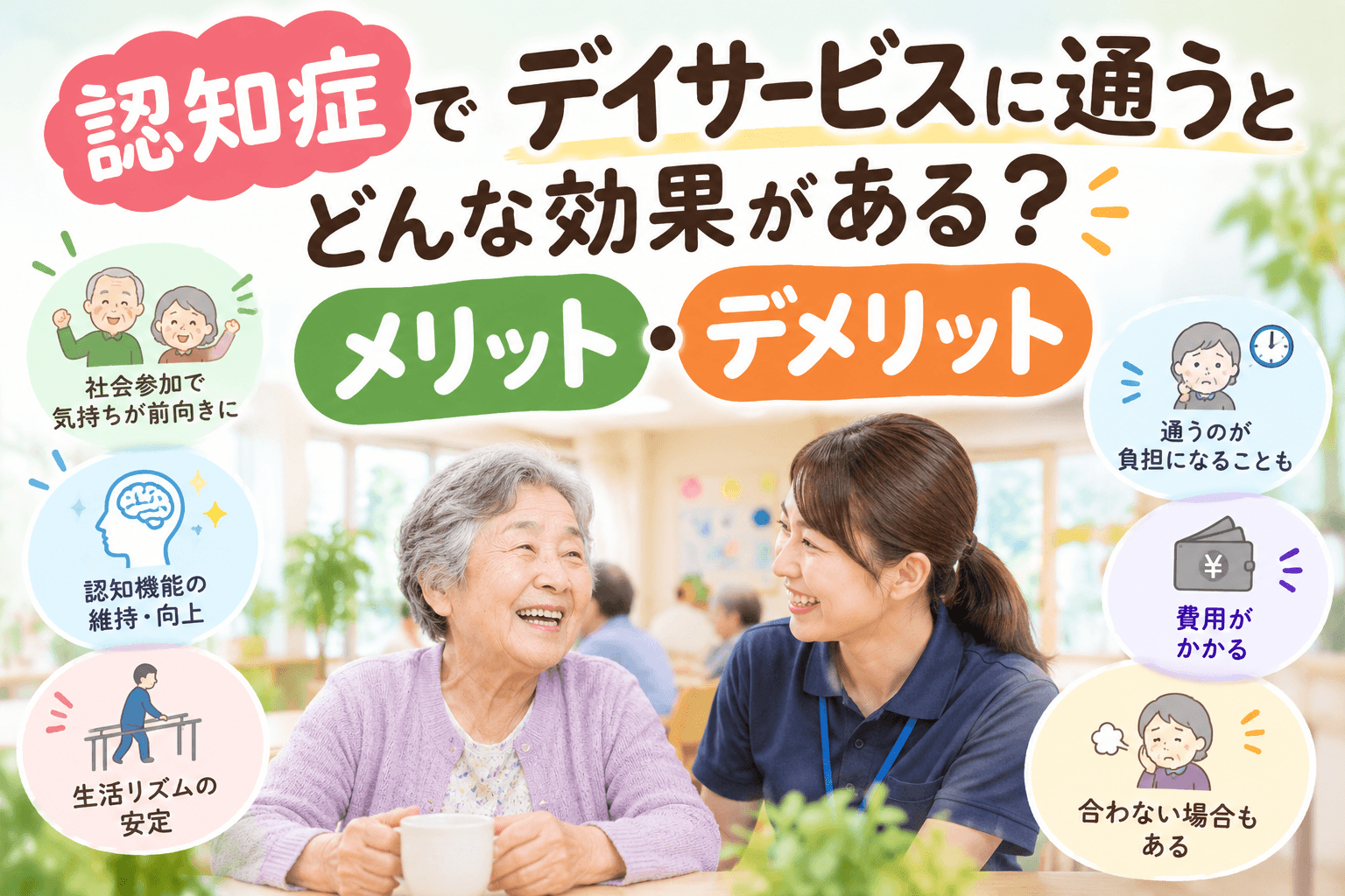 認知症でデイサービスに通うとどんな効果がある？メリット・デメリットも
